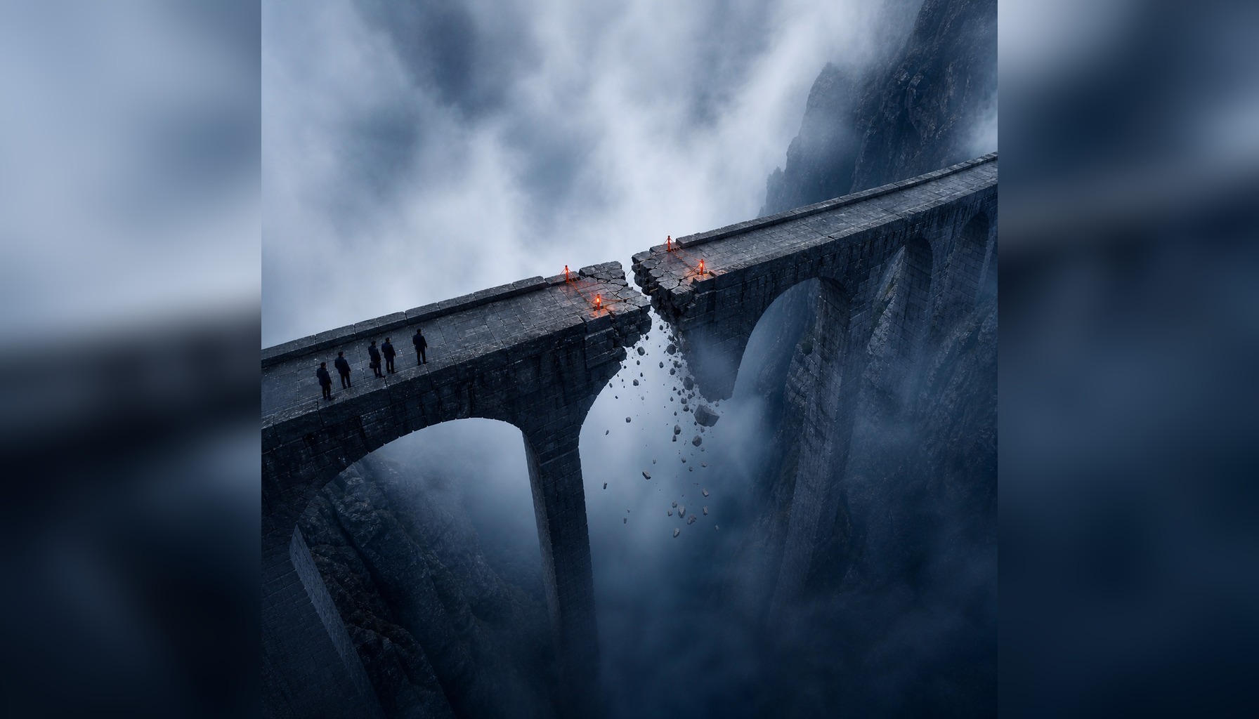 A bridge with a critical gap between segments symbolizing netsuite implementation project plan phase transitions